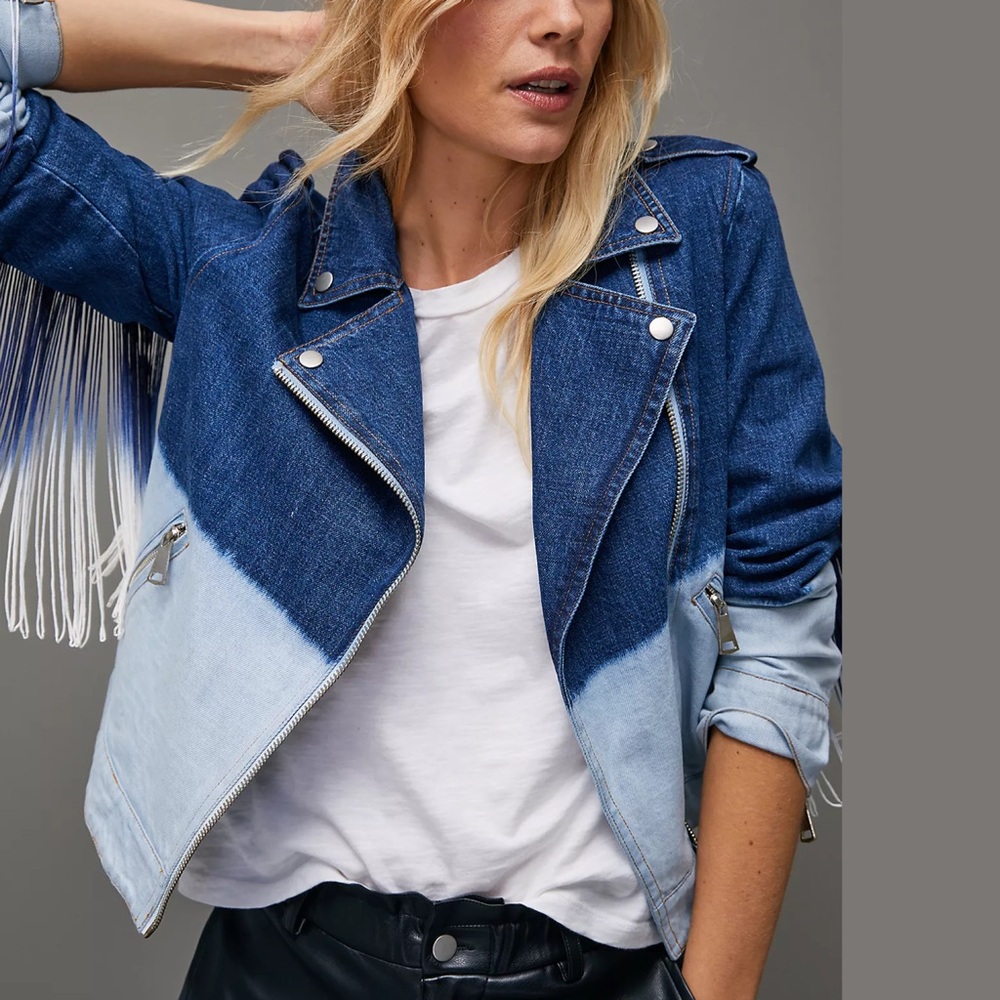 Anthropologie Annika Dip-Dyed Moto Jacket